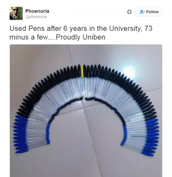 Wow! This graduate kept the 73 pen in used in the university (Photo)